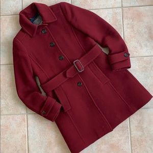 J Crew | Burgundy Double Cloth Slim Trench Size 4